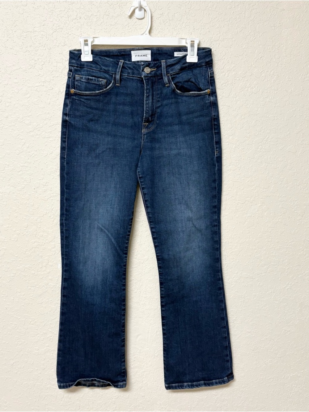 Frame Le Crop Mini Boot Size 28 Stretch Blue Denim Jeans High Rise